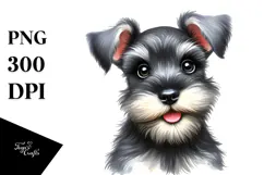 Watercolor Baby Miniature Schnauzer with Big Eyes Product Image 1