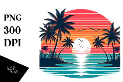 Retro Tropical Beach Sunset, 20 oz Tumbler Product Image 1