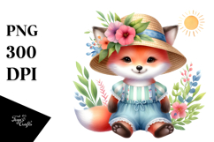 Cute Baby Fox Dressed for Summer | Clipart Product Image 1
