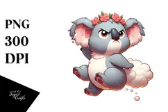 Cartoony Koala with Flower Crown PNG Product Image 1