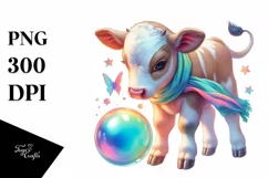 Colorful Baby Cow with Magic Orb, PNG Product Image 3