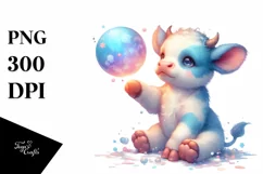 Colorful Baby Cow with Magic Orb, PNG Product Image 1