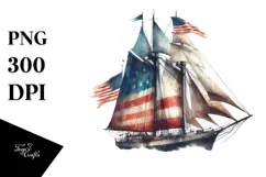 Vintage Dirty Sailboat with USA Flag Product Image 1