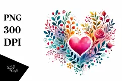 Colorful Watercolor Digital Painting with Washed Valentines Product Image 1