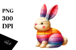 Colorful Bunny Wood PNG Product Image 1