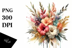 Colorfull Watercolor Bouquet with Gladiolus | Sublimation | Product Image 3