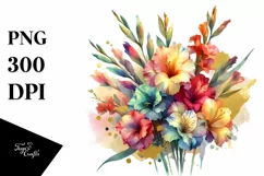 Colorfull Watercolor Bouquet with Gladiolus | Sublimation | Product Image 3