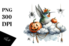 Halloween Hummingbird on Cloud PNG Product Image 1
