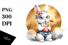 Cute Bunny with Cocktail PNG Product Image 1