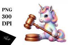 Baby Unicorn with Gavel PNG Product Image 3