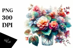 Abstract Watercolor Filled with Begonia Clipart Product Image 3