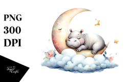 Whimsical Baby Hippo Sleeping PNG Product Image 1