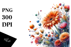 Artistic Gerbera Watercolor Abstract PNG Product Image 1