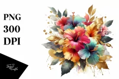 Colorful Abstract Bouquet Gold Foil Clipart Product Image 1