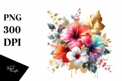 Colorful Abstract Bouquet Gold Foil Clipart Product Image 3