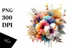 Colorful Abstract Bouquet Gold Foil Clipart Product Image 3