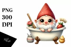 Watercolor Floral and Gnome Bath Tub Clipart Product Image 1