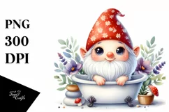 Watercolor Floral and Gnome Bath Tub Clipart Product Image 3