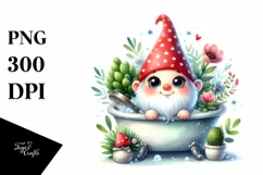 Watercolor Floral and Gnome Bath Tub Clipart Product Image 3