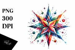 Colorful Watercolor Star | Sublimation | Clipart Product Image 1