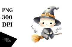Simple Baby Broomstick Halloween PNG Product Image 1