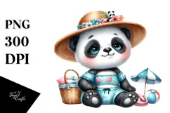 Cute Baby Panda in Beachwear PNG Product Image 1