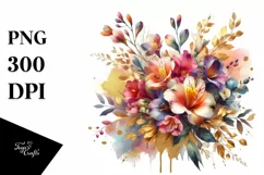 Colorfull Watercolor Bouquet with Freesia | Sublimation | Product Image 3