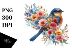 Bird with Flowers PNG Product Image 1