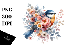 Bird with Flowers PNG Product Image 1
