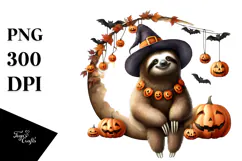 Halloween Sloth Moon Design, High-Res PNG Product Image 1