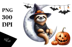 Sloth Halloween Moon Design, High-Res PNG Product Image 1
