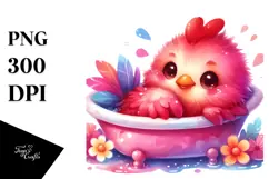 Cuddling Baby Bathtub Rooster PNG Product Image 1