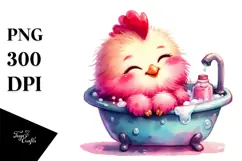 Cuddling Baby Bathtub Rooster PNG Product Image 1