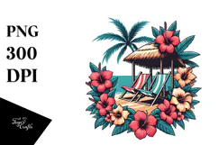 Retro Tropical Flower Beach Chairs, 20 oz Tumbler Product Image 1