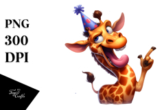 Funny Giraffe with Party Hat PNG Product Image 1