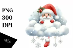 Cute Santa with Snowflakes PNG Product Image 1