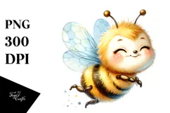 Cute Baby Bee in Watercolor PNG Product Image 1