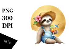 Sloth in Beachwear, PNG Product Image 1