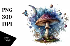 Magical Mushroom Watercolor Splash PNG Product Image 3