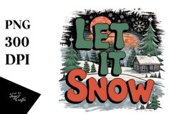 Retro Let It Snow Christmas Png Product Image 5