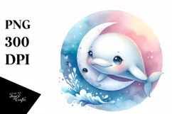 Colorful Smiling Baby Beluga Whale | Clipart Product Image 1