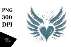 Heart with Wings Simple Paintbrush Style PNG Product Image 1