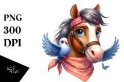 Funny Horse Dove Bandana|Summer Sticker Flower Product Image 1
