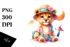 Digital Painting with Baby Lion PNG Product Image 1