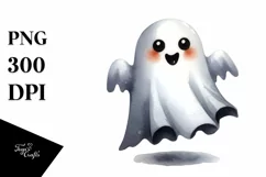 Funny Halloween Ghost Watercolor Illustration | Sublimation Product Image 3