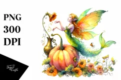 Vibrant Fairy Pumpkin Drawing | Sublimation Clipart Product Image 1