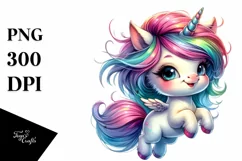 Funny Baby Unicorn Jumping PNG Product Image 1
