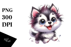 Happy Cartoon Siberian Husky Baby, Transparent PNG Product Image 1