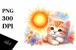 Baby Cat Watercolor Sun | Clipart Product Image 3