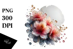 Abstract Rhododendron Watercolor Splash PNG Product Image 1